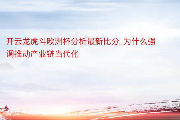 开云龙虎斗欧洲杯分析最新比分_为什么强调推动产业链当代化