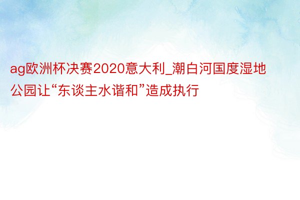 ag欧洲杯决赛2020意大利_潮白河国度湿地公园让“东谈主水谐和”造成执行