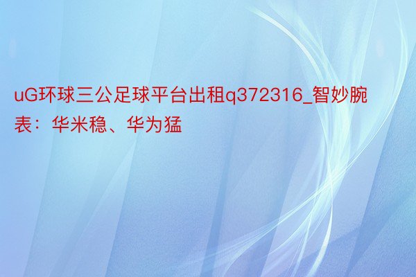 uG环球三公足球平台出租q372316_智妙腕表：华米稳、华为猛